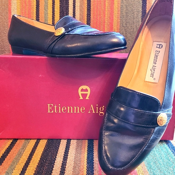 Etienne Aigner Shoes - Black Etienne Aigner Leather Loafers Size 6.5 Narrow